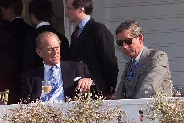 Prince Charles and Prince Philip at Guards Polo Club June 1999 for the Eton Tea