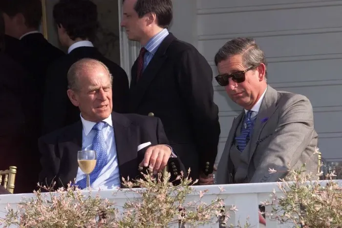 Framed Print : Prince Charles and Prince Philip at Guards Polo Club June 1999 for the Eton Tea