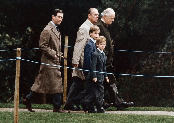 Prince Charles, Prince Philip, Prince Harry and Prince William at Sandringham