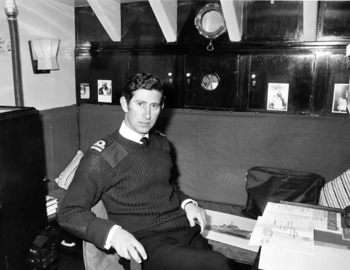 Framed Print : Prince Charles, The Prince of Wales on board HMS Bronington, in his cabin