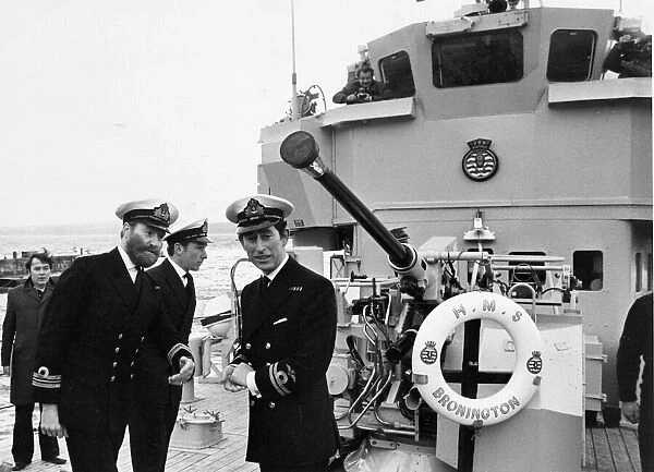 Prince Charles, The Prince of Wales on board HMS Bronington with the officer he is