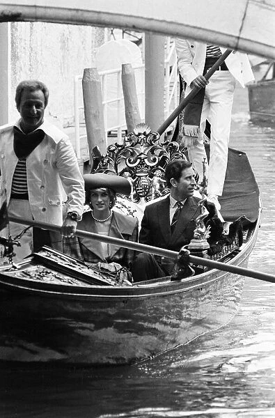 Prince Charles, Prince of Wales and Diana, Princess of Wales on a gondola in Venice