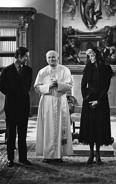 Prince Charles, Prince of Wales and Diana, Princess of Wales meet Pope John Paul II at