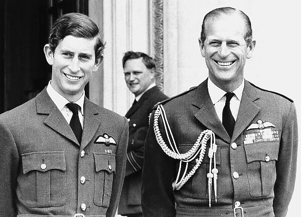 Prince Charles, the Prince of Wales, with his father Prince Philip