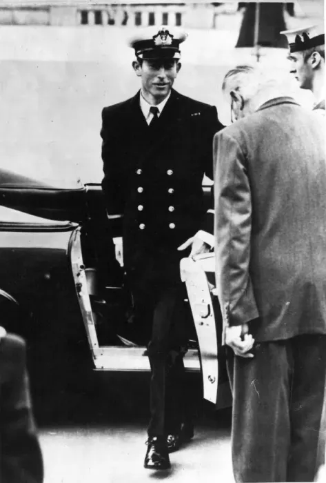 Framed Print : Prince Charles, The Prince of Wales officially joined the Royal Navy - seen being greeted Framed Print : Prince Charles, The Prince of Wales officially joined the Royal Navy - seen being greeted