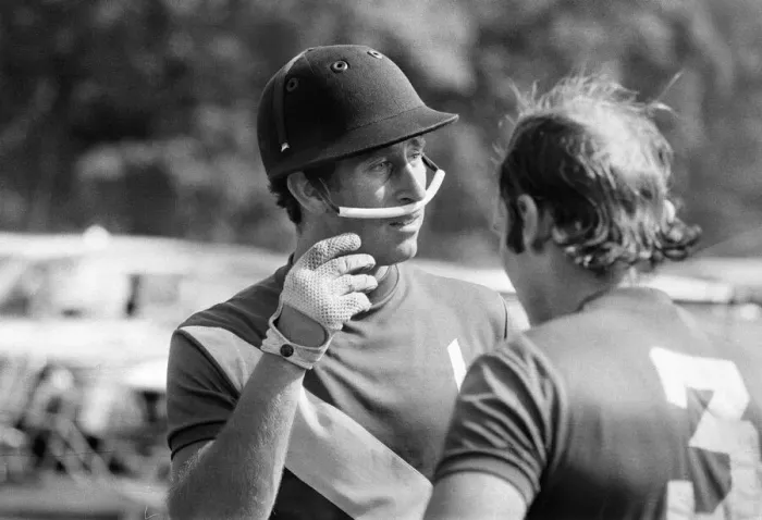 Framed Print : Prince Charles, the Prince of Wales pictured with a teammate after taking part in a polo