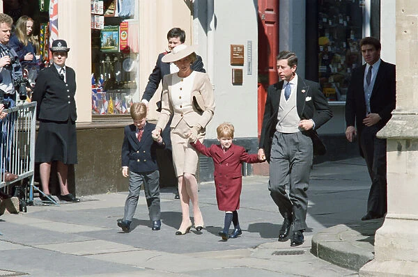 Prince Charles, the Prince of Wales with Princess Diana and their sons Prince William