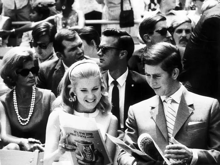 Framed Print : Prince Charles Prince Of Wales with Tricia Nixon at a baseball game in Washington