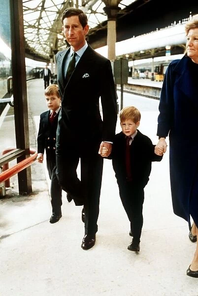 Prince Charles Prince William and Prince Harry arriving in Scotland January 1989