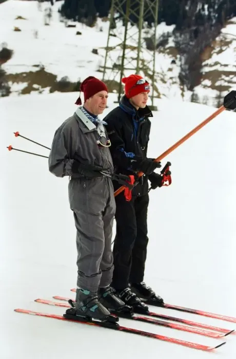 Framed Print : Prince Charles and Prince William on the ski slopes of Klosters. January 1998