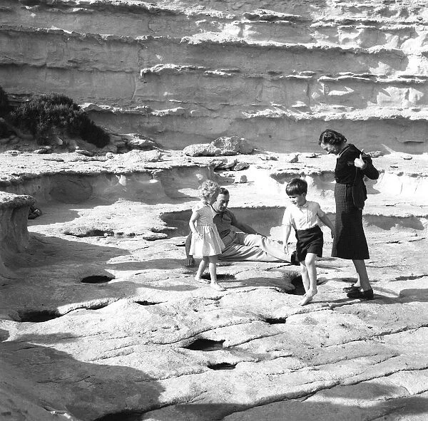 Prince Charles, Princess Anne & Lord Mountbatten April 1954 on holiday in Malta