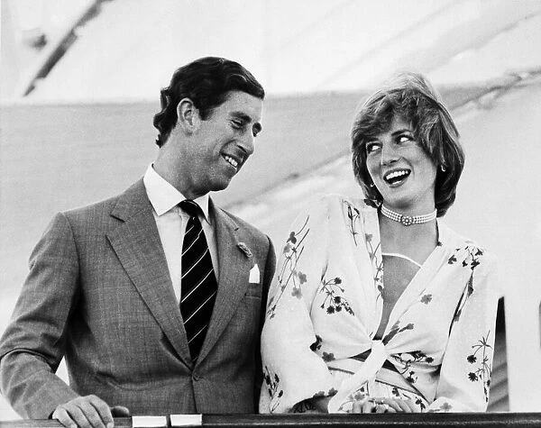 Prince Charles and Princess Diana on board the Royal yacht Britannia as they prepare to