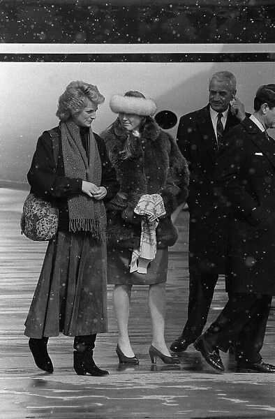 Prince Charles, Princess Diana & Duchess of York arrive in Zurich en route to Klosters