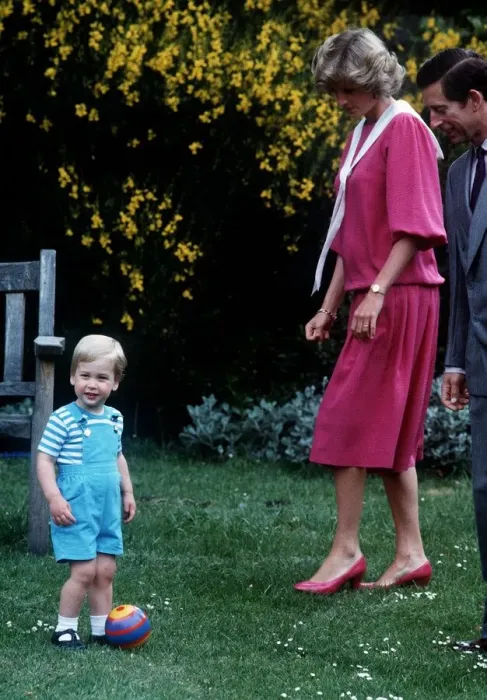 Framed Print : Prince Charles and Princess Diana pose with their son Prince William at a photocall in