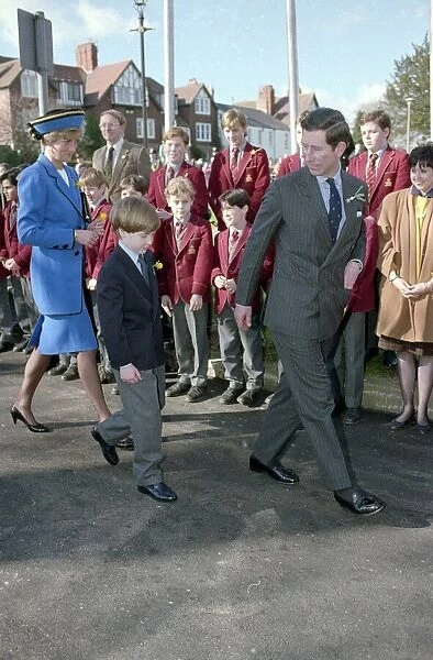 Prince Charles and Princess Diana with their son, Prince William in Cardiff on St