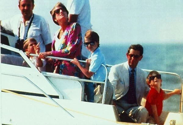 Prince Charles and Princess Diana with their two young sons Prince Harry