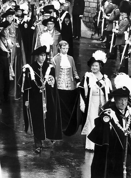 Prince Charles with Queen Mother at te Order of the Garter ceremony Circa June 1969