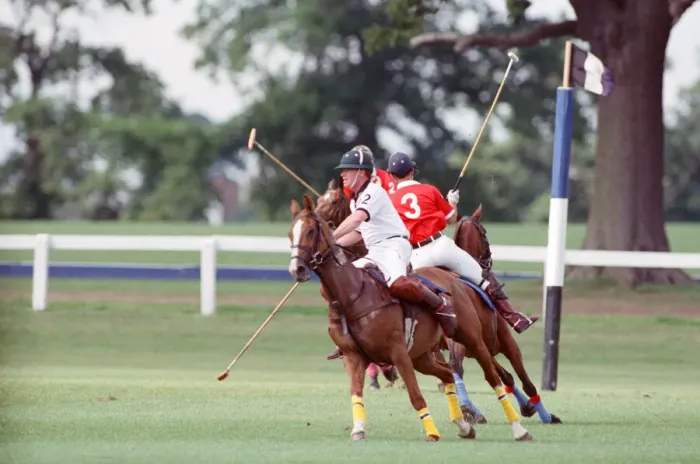 Framed Print : Prince Charles (Red shirt wearing number 3) was locked in a fierce battle with Princess