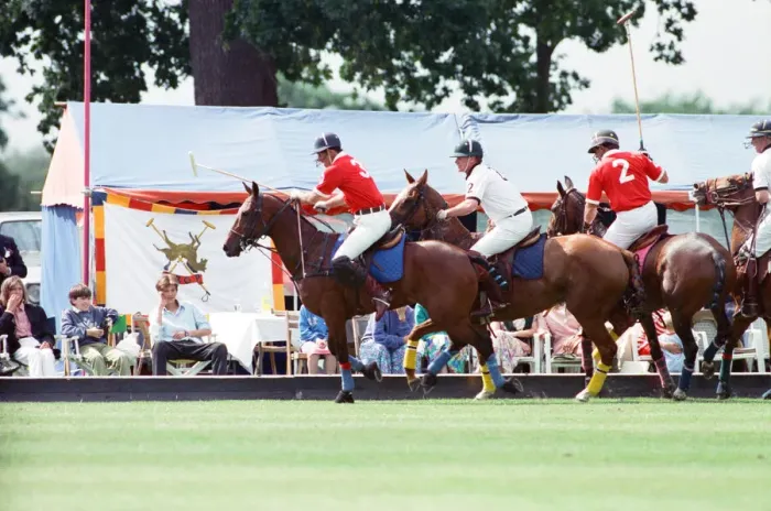 Framed Print : Prince Charles (Red shirt wearing number 3) was locked in a fierce battle with Princess