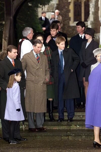 Prince Charles at Sandringham December 1998 arriving with family sons Prince