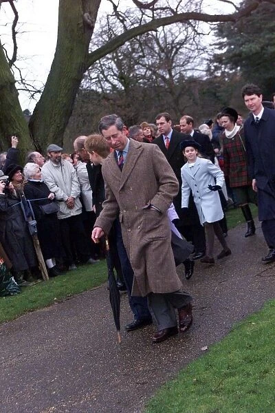 Prince Charles at Sandringham December 1998 arriving for Christmas Service at