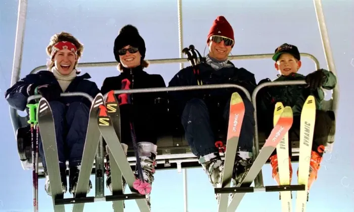 Framed Print : Prince Charles on a skking lift during a holiday at Klosters in Switzerland Framed Print : Prince Charles on a skking lift during a holiday at Klosters in Switzerland