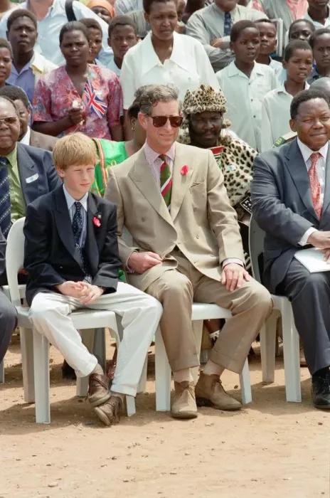 Framed Print : Prince Charles and his son Prince Harry visit the village of Dukuduku in South Africa