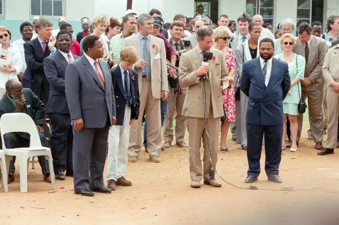 Framed Print : Prince Charles and his son Prince Harry visit the village of Dukuduku in South Africa Framed Print : Prince Charles and his son Prince Harry visit the village of Dukuduku in South Africa