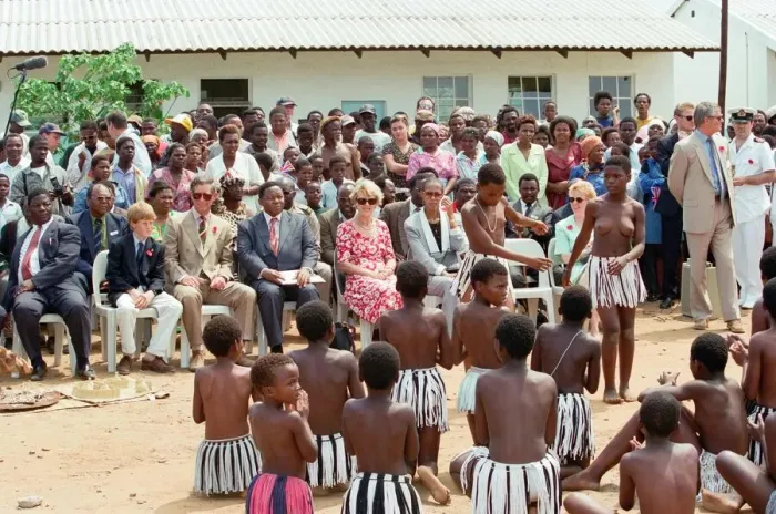 Framed Print : Prince Charles and his son Prince Harry visit the village of Dukuduku in South Africa