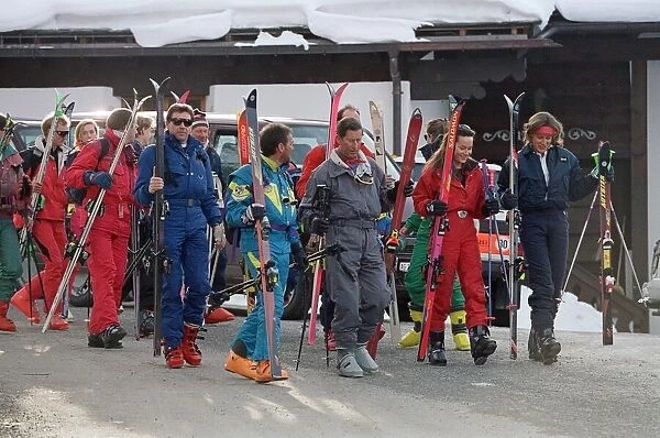 Prince Charles with sons (not pictured), on a skiing holiday at Klosters