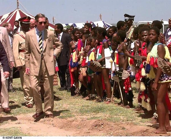 Prince Charles in Swaziland, October 1997 Meeting native topless dancing girls in in