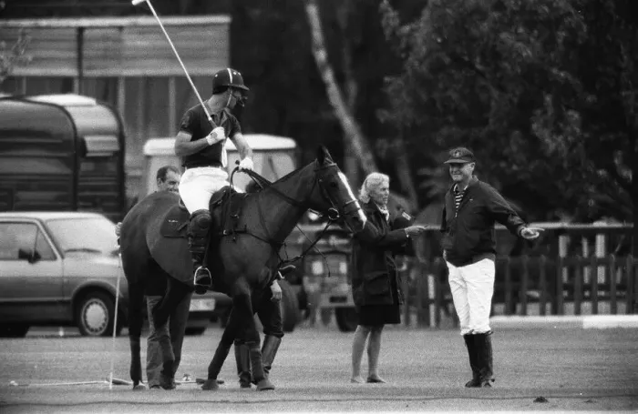 Framed Print : Prince Charles taking a few last pre match tips from his polo coach Major Ronald Ferguson Framed Print : Prince Charles taking a few last pre match tips from his polo coach Major Ronald Ferguson