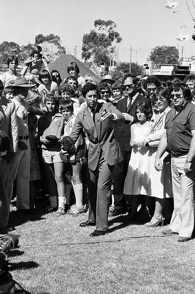 Prince Charles throwing a cow pat (dung) at the opening of Agro 79