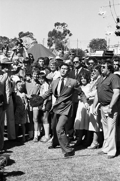 Prince Charles throws cow pat in Perth, Australia March 1979