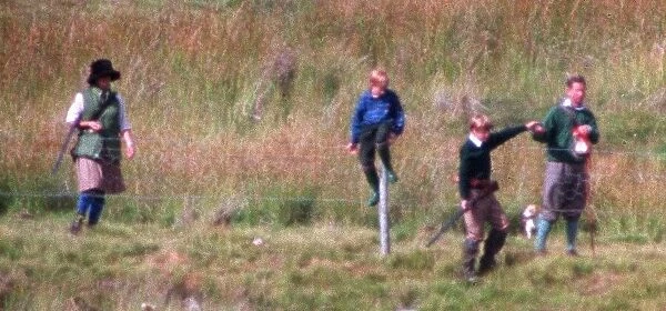 Prince Charles, Tiggy Legge Bourke, Prince William and Prince Harry shooting at Balmoral