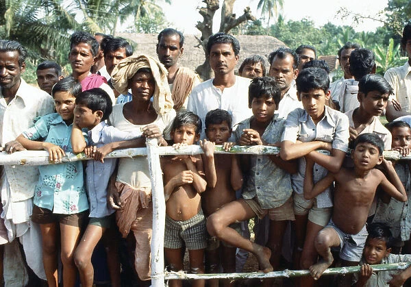 Prince Charles tour of India. Pictured, spectators await the Prince, Orissa