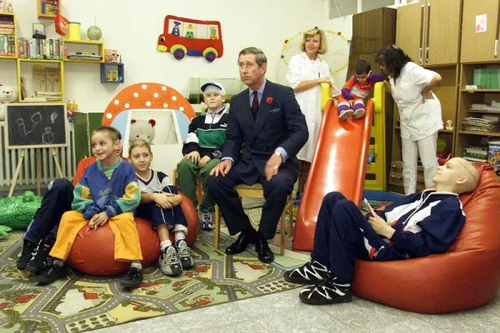 Framed Print : Prince Charles during his visit to Bulgaria November 1998 Visiting a childrens Framed Print : Prince Charles during his visit to Bulgaria November 1998 Visiting a childrens