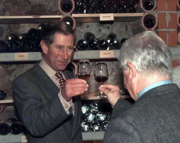 Framed Print : Prince Charles visiting Slovenia sampling brandy wine at the Triglav National Park in Framed Print : Prince Charles visiting Slovenia sampling brandy wine at the Triglav National Park in