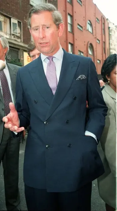 Framed Print : Prince Charles visits the scene of the Soho bomb April 1999
