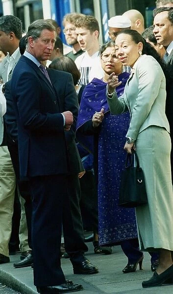 Prince Charles visits the scene of the Soho bomb April 1999 He is pictured here