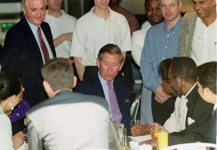 Framed Print : Prince Charles visits the scene of the Soho bomb April 1999 Here he is chatting to Framed Print : Prince Charles visits the scene of the Soho bomb April 1999 Here he is chatting to