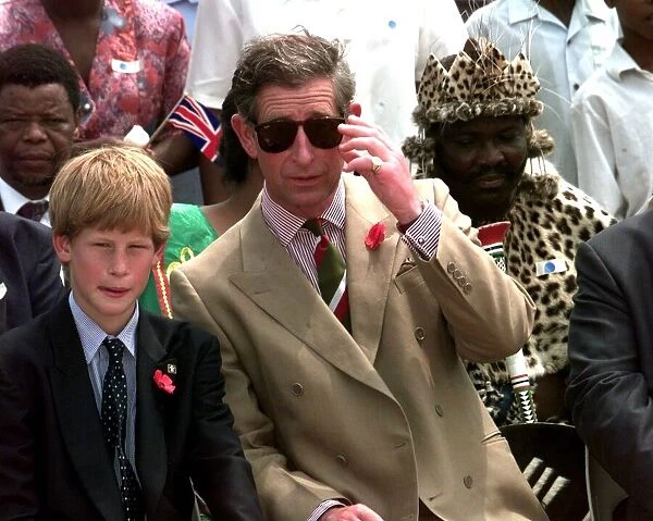 Prince Charles visits South Africa, November 1997 With son Prince Harry watching Zulu