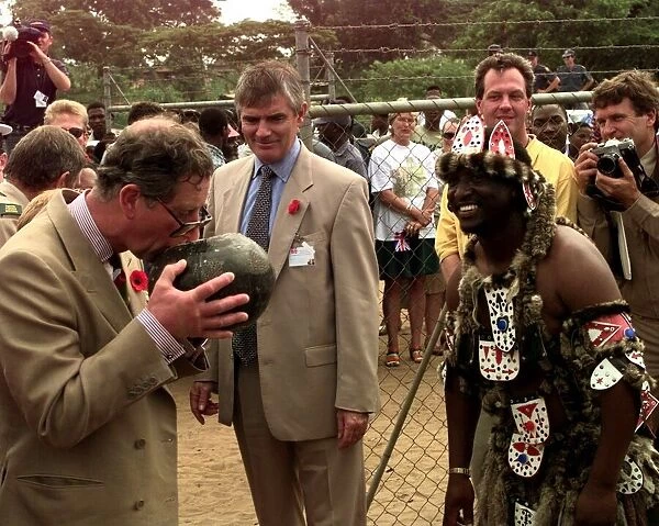Prince Charles visits South Africa, November 1997 He was given a drink in the Zulu