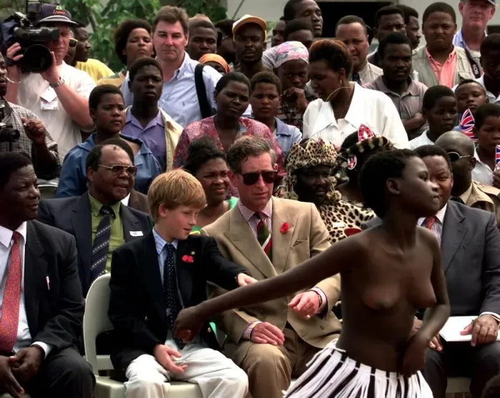Framed Print : Prince Charles Visits South Africa November 1997 with son Prince Harry where they visited Framed Print : Prince Charles Visits South Africa November 1997 with son Prince Harry where they visited