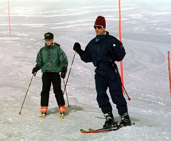 Prince Charles who is skiing on holiday in Klosters with Prince Harry January 1997