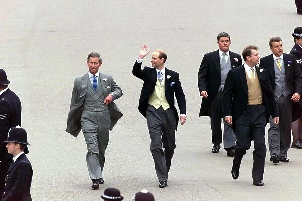 Prince Edward arrives at his Royal Wedding June 1999 with Prince Charles