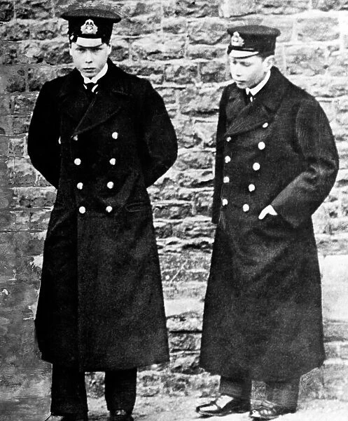 Prince Edward and Prince Albert dressed as a Naval Cadets
