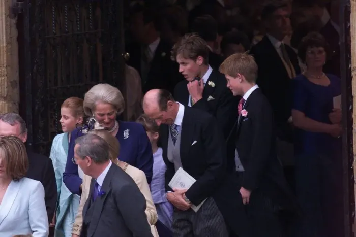 Framed Print : Prince Edward Royal Wedding 1999 Prince William and Harry amongst the guests for