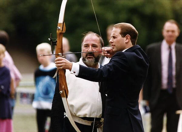 Prince Edward taking part in Archery at Battersea Park