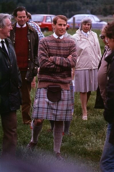Prince Edward on a visit to Scotland April 1990 kilt tartan